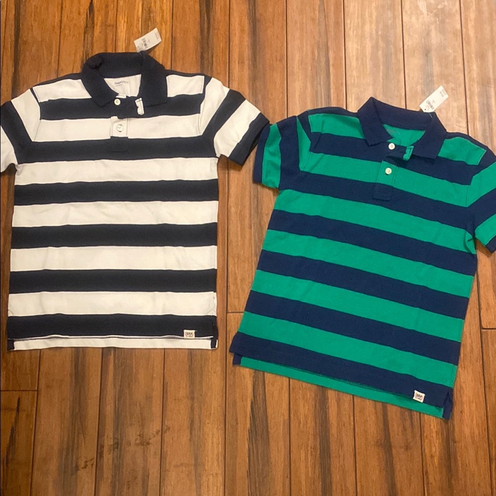 GAP new Sz 10 Striped Polo Shirts for Kids - Navy/White and Green/Blue